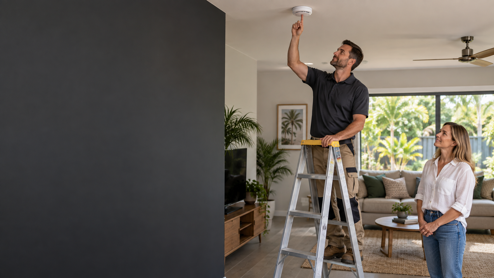 Smoke alarm being tested in a home